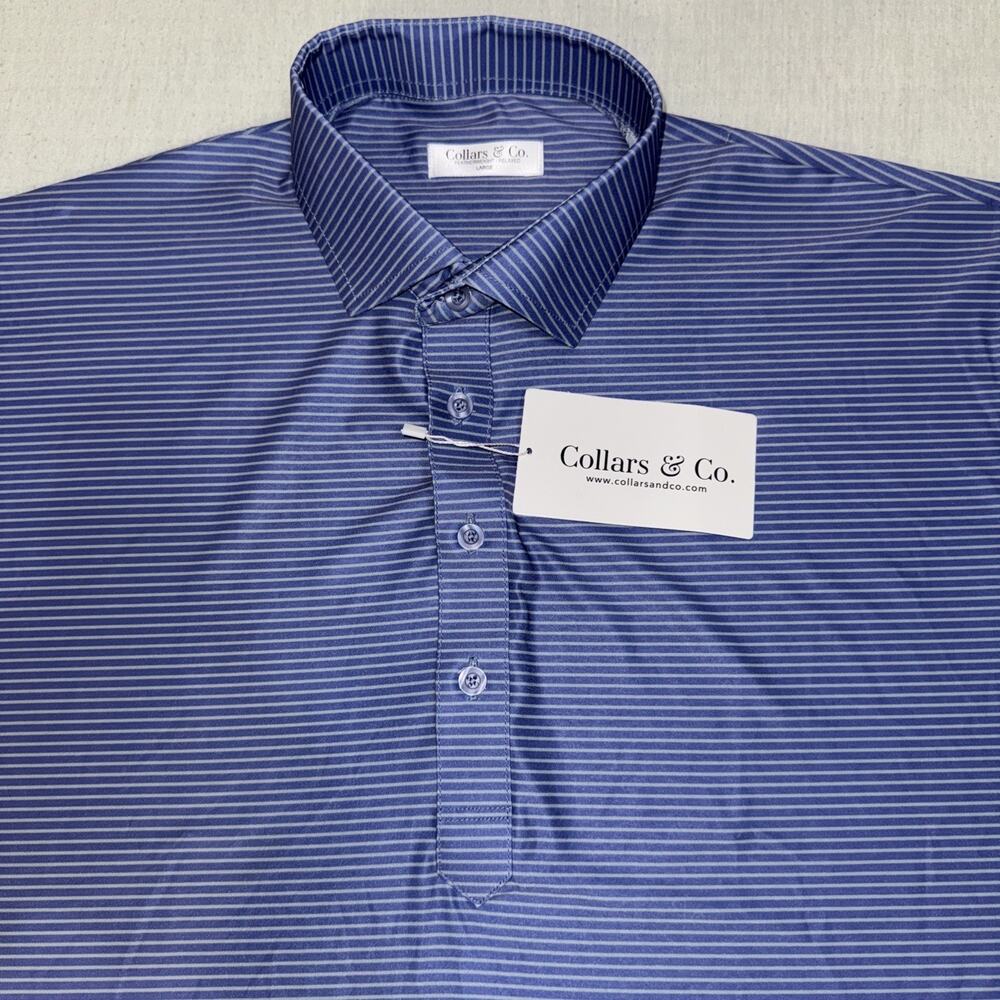 Collars & Co Polo Purple Gray Stripe X- Large Relaxed Featherweight Flex NWT